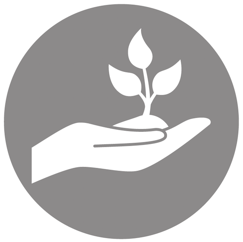 hand holding plant icon